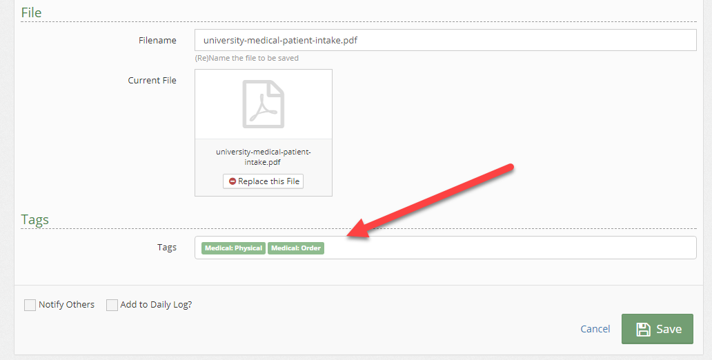 Adding Tags to an Attachment