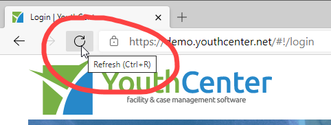 Refresh browser button in Microsoft Edge Browser
