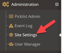 Site Settings can be found in the administration menu item
